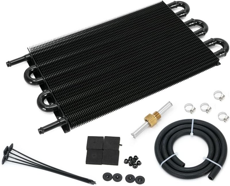 SJDYYMX Universal 5/16" Transmission Oil Cooler Kit Aluminium alloy 6 Pass Tube & Fin Black - Image 1